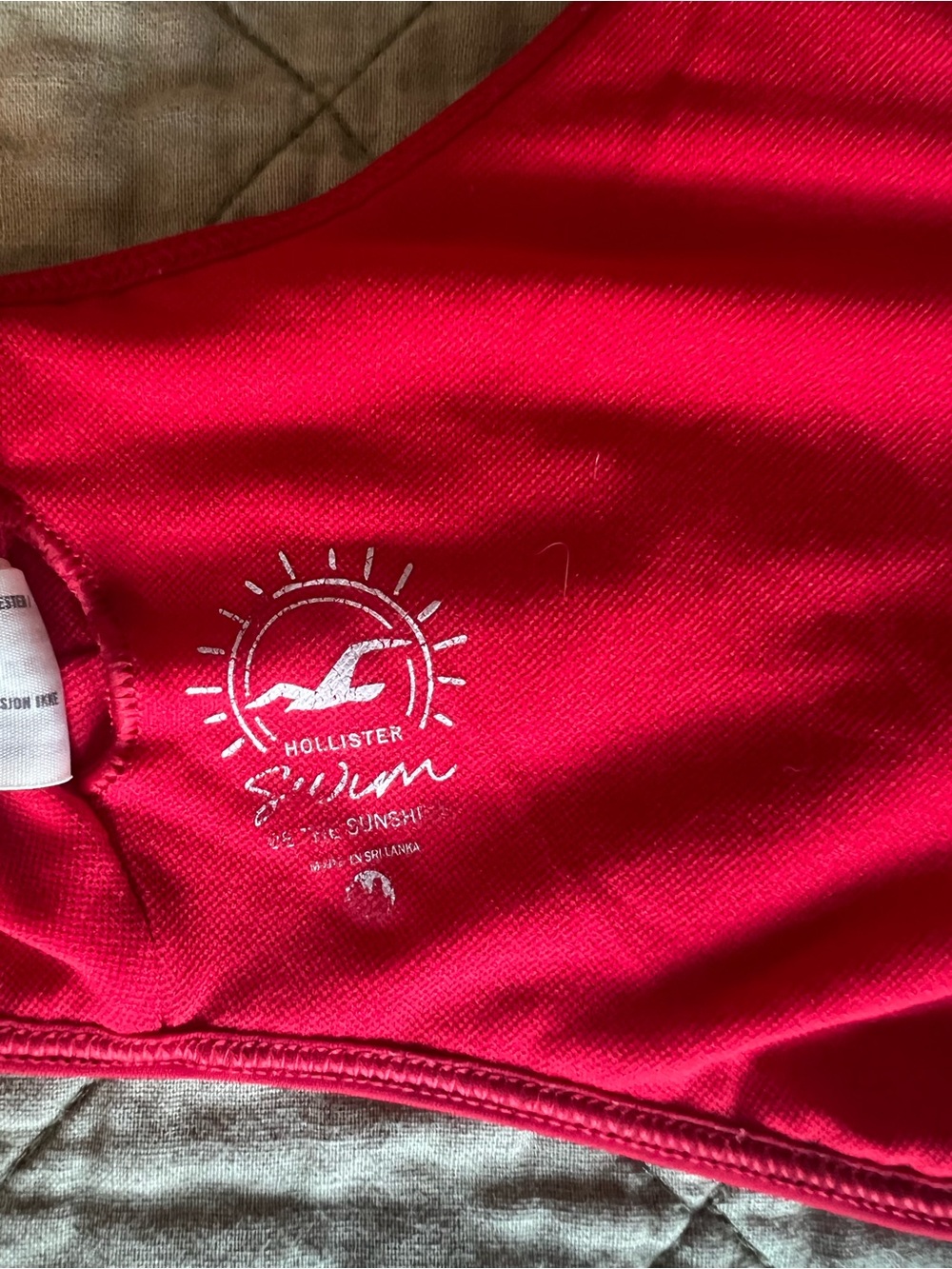Hollister Hot Pink Swim Top with Logo Print